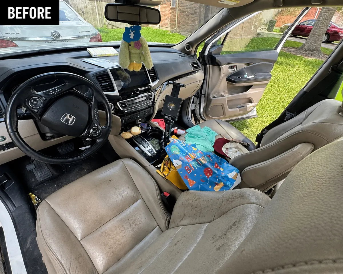 SUV front interior before detailing
