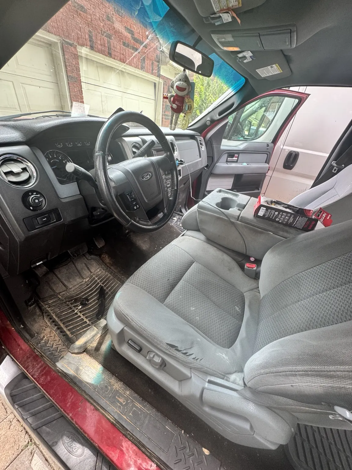 Truck front interior before detailing